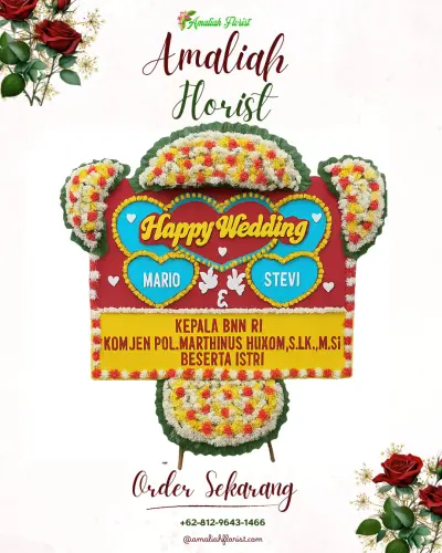 Karangan Papan Bunga Pernikahan di Candikusuma